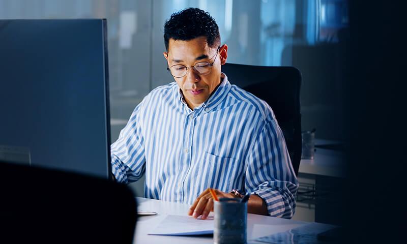 Man working at computer in office