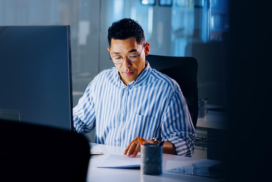 Man working at computer in office